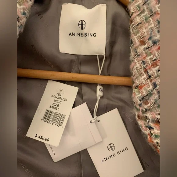 Anine Bing Diana Tweed Blazer Lavender Size Small NEW RARE - Picture 9 of 16